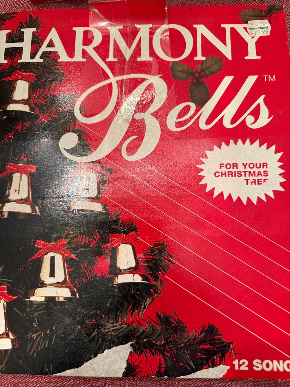 Harmony Christmas Bells 7 Gold Pieces Plays 12 Songs Christmas Tree Decoration